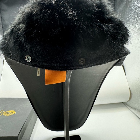 Tory Burch black rabbit hair accessory removable collar with buttons - Picture 5 of 7